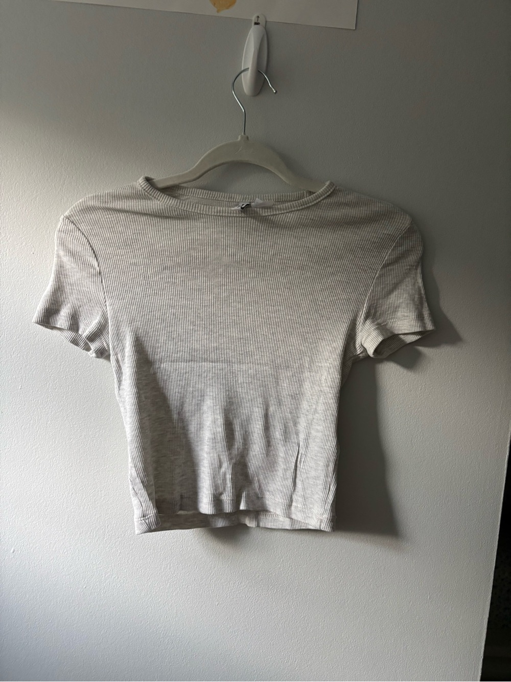 H&M Short Sleeve Ribbed Top - Light Gray